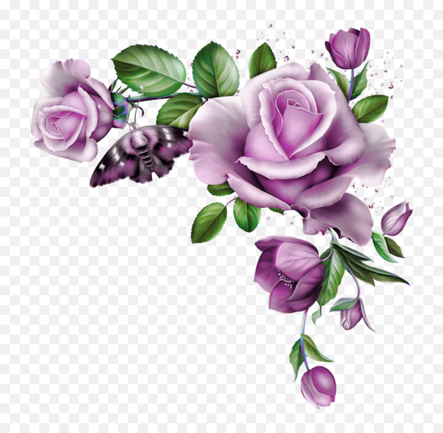 Download Purple Roses Clay Flowers Image Search Diy - Blue Rose Border Png,Purple Roses Png