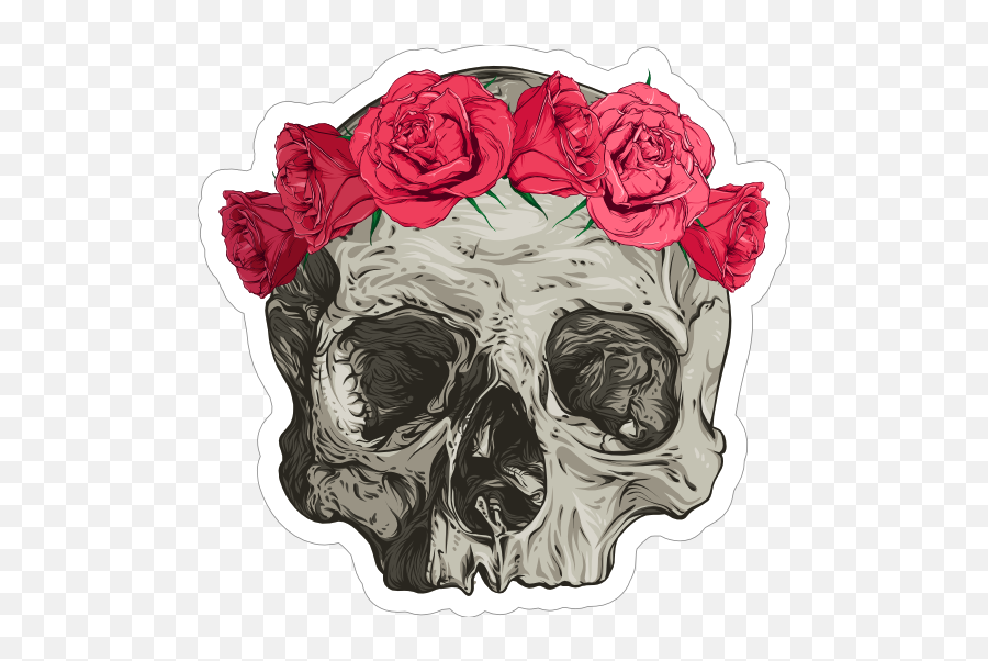 Skull In Flower Headband Sticker - Garden Roses Png,Flower Crown Transparent Background