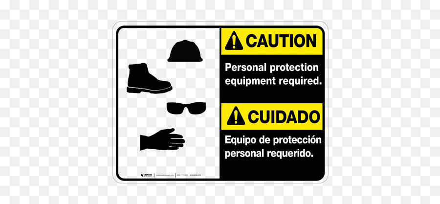 Bilingual Caution Personal Protection - Safety Gear Sign Png,Equipo Vision Logo