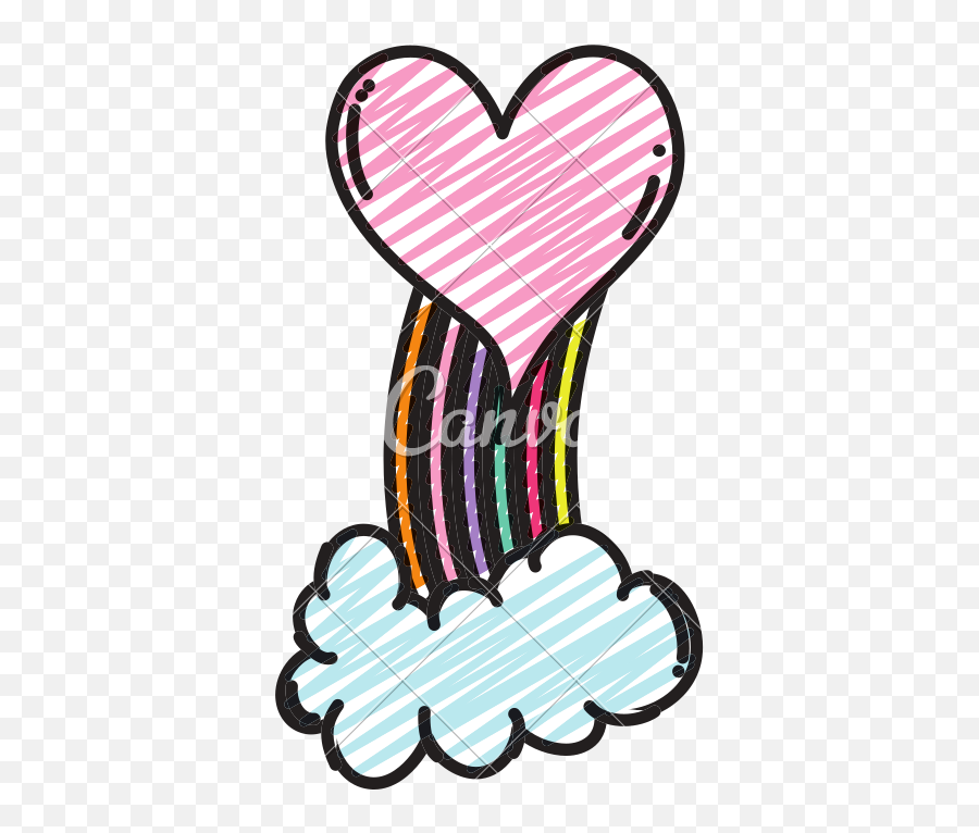 Doodle Heart With Nature Rainbow And Cloud Style - Icons By Clip Art Png,Heart Doodle Png