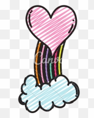 Doodle Heart With Nature Rainbow And Cloud Style - Icons by Clip Art png