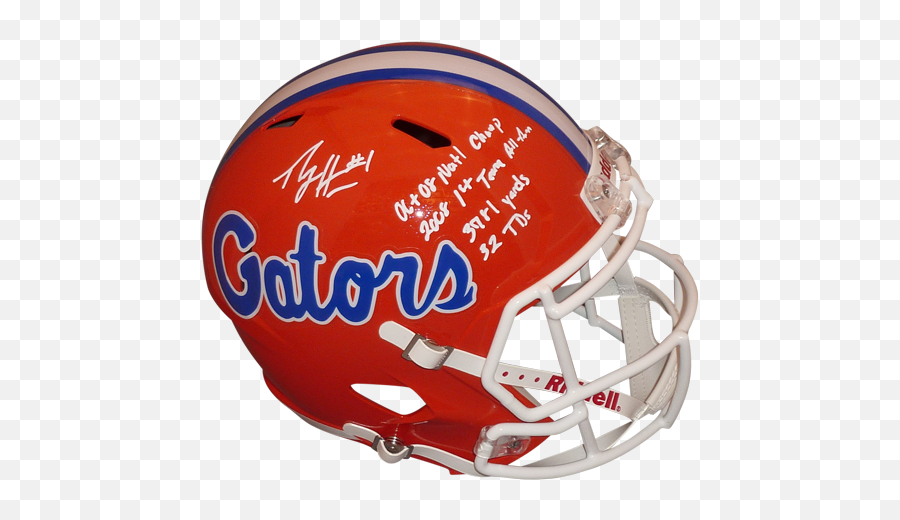 Percy Harvin Autographed Florida Gators Speed Deluxe Full - Size Replica Helmet W Stat Inscriptions Png,2008 Icon Helmet