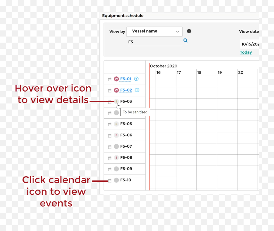 Using The Equipment Schedule U2013 Vintrace Help - Vertical Png,F5 Icon