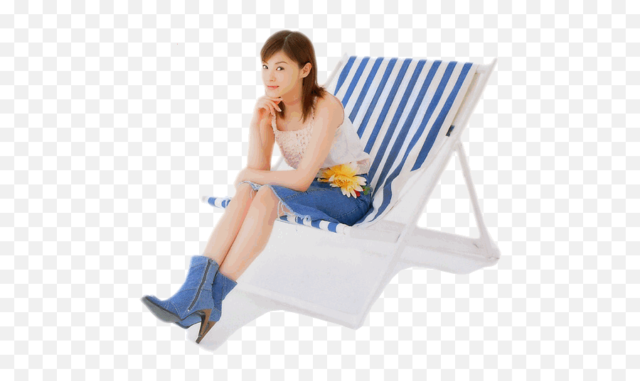 Woman Sitting In Beach Chair - Sitting Beach Chair Png,Beach Chair Png