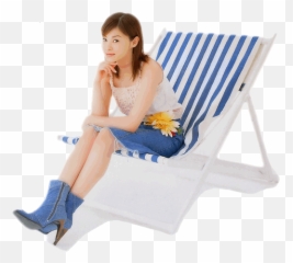 Woman Sitting In Beach Chair - Sitting Beach Chair Png,Beach Chair Png