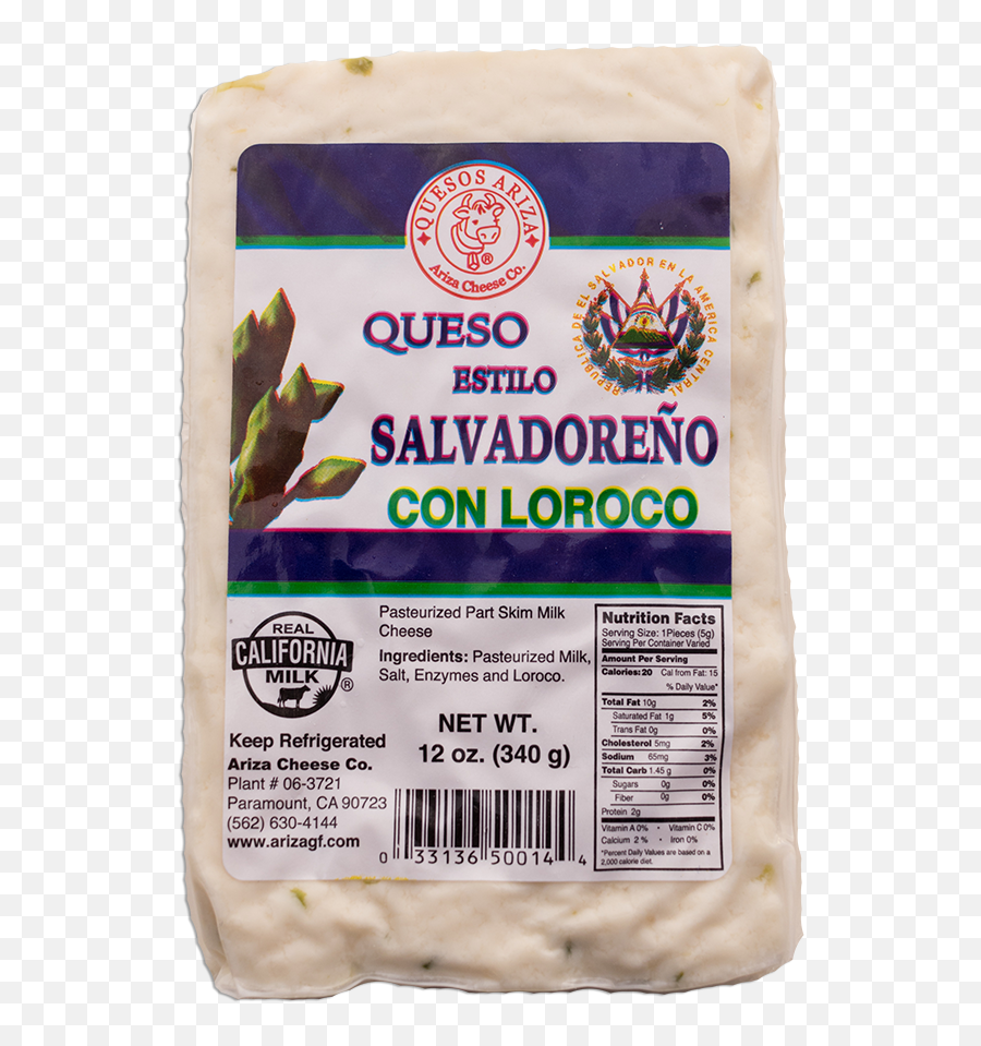 Ariza Cheese Queso Estilo Salvadoreno Con Loroco - Queso Salvadoreño Con Loroco Png,Queso Png