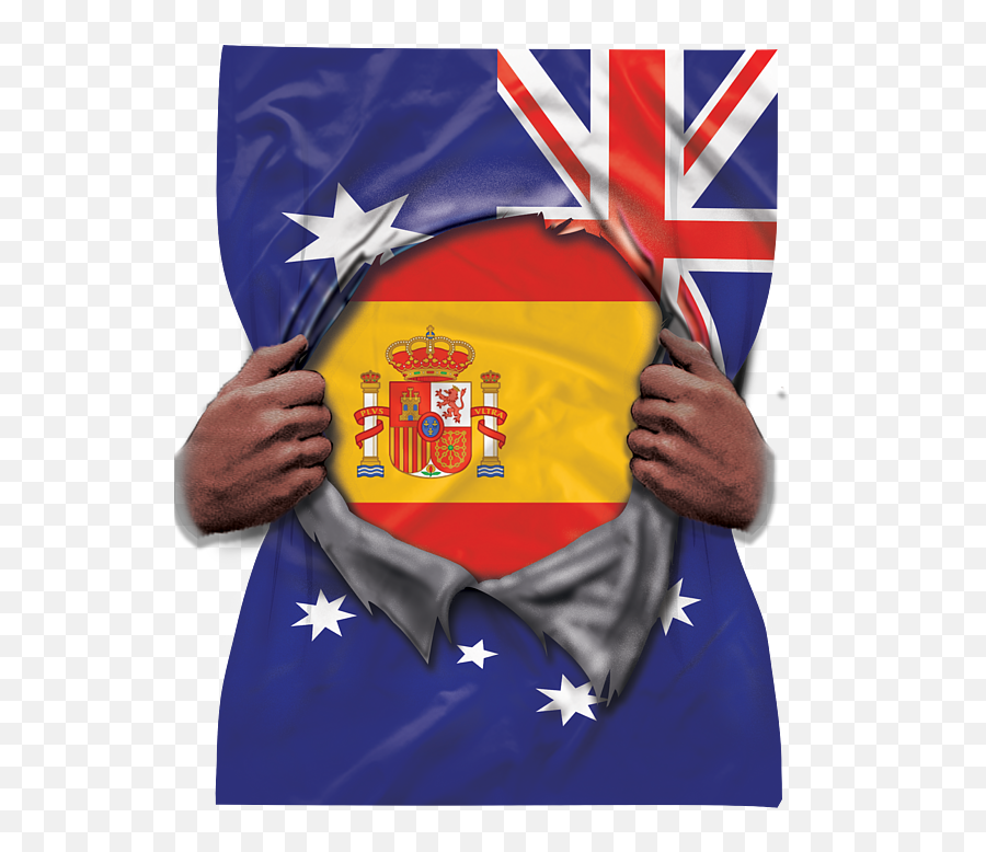 Spain Flag Australian Ripped Beach Towel - Peruvian And Australian Flag Png,Spain Flag Png