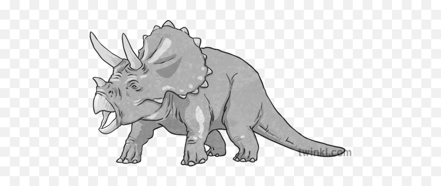 Triceratops Black And White 1 Illustration - Twinkl Triceratops Black And White Png,Triceratops Png