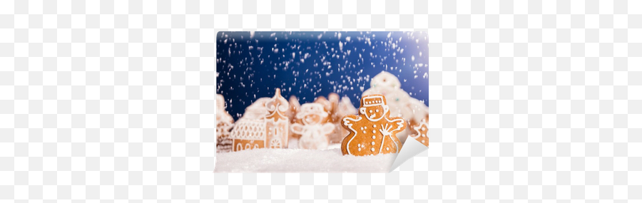Christmas Gingerbread With Falling Snow Wall Mural U2022 Pixers - We Live To Change Tapety Padajacy Snieg Swiateczne Png,Falling Snow Png