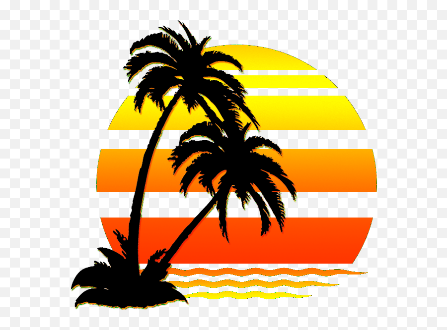 Palmtree Water Sunset Silhouette Sun Aesthetic - Palm Tree Beach Clipart Png,Sun Silhouette Png
