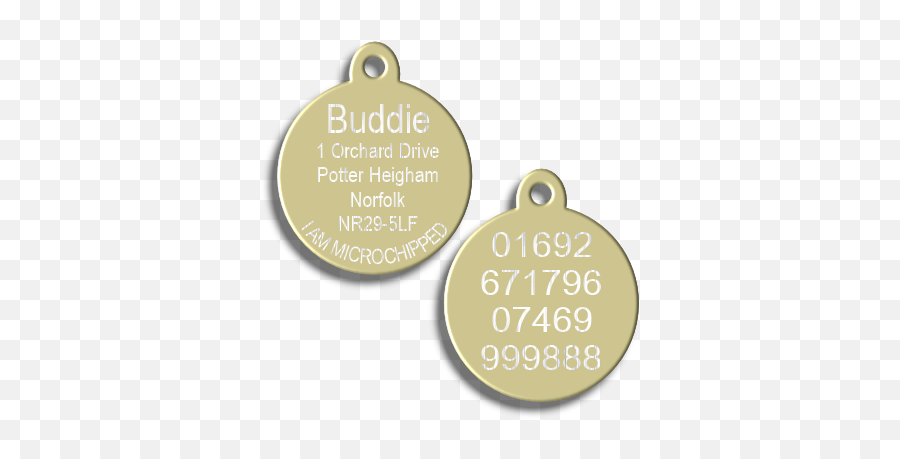 Round Pet Id Dog Tag With Tab - Premium Coated Gold Locket Png,Dog Tags Png