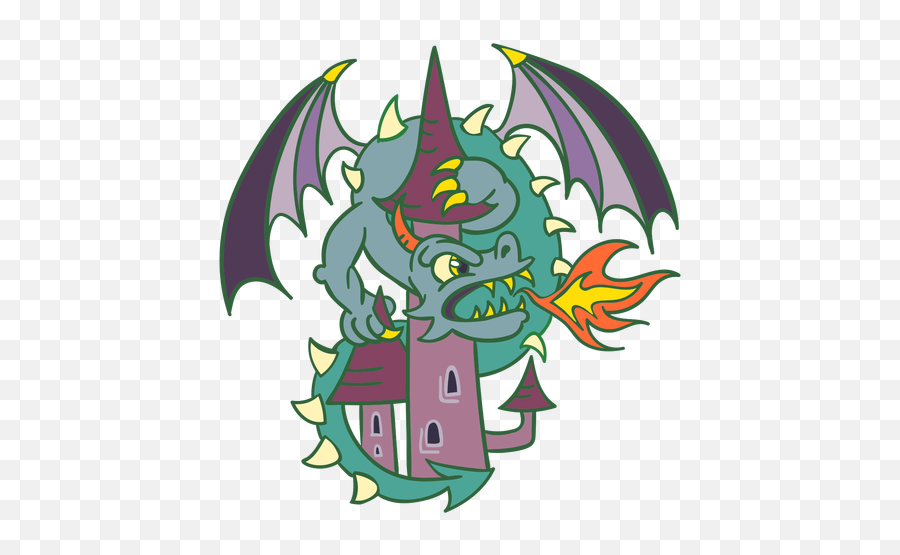 Evil Green Dragon Attacking Castle - Dragon Y Castillo Animados Png,Evil Transparent