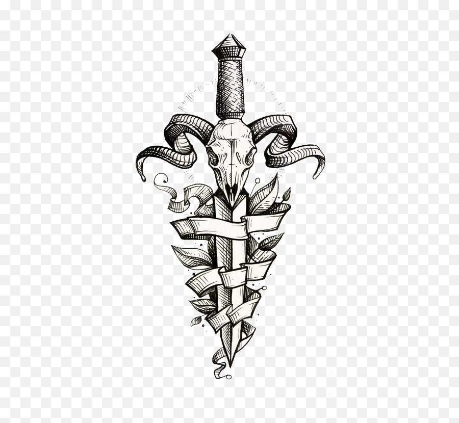 Download Hd Decorative Tattoo Dagger Sleeve Painted Flash - Tattoo On Hand Png,Skull Tattoo Png