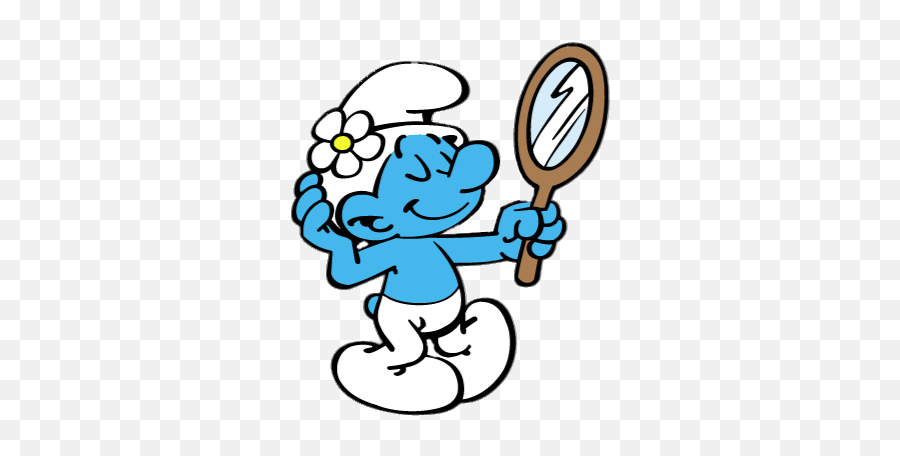 Check Out This Transparent Vanity Smurf In Front Of Mirror - Vanity Smurf Png,Mirror Transparent Background