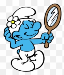 Check Out This Transparent Vanity Smurf In Front Of Mirror - Vanity Smurf Png,Mirror Transparent Background