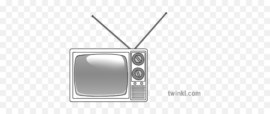 Old Television Black And White Illustration - Twinkl Television Set Png,Old Television Png