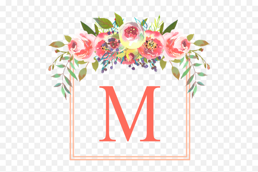 Download Peach Floral Wreath Monogram Tile Coaster - 30 Year Wedding Anniversary Giveaways Png,Umaine Logo