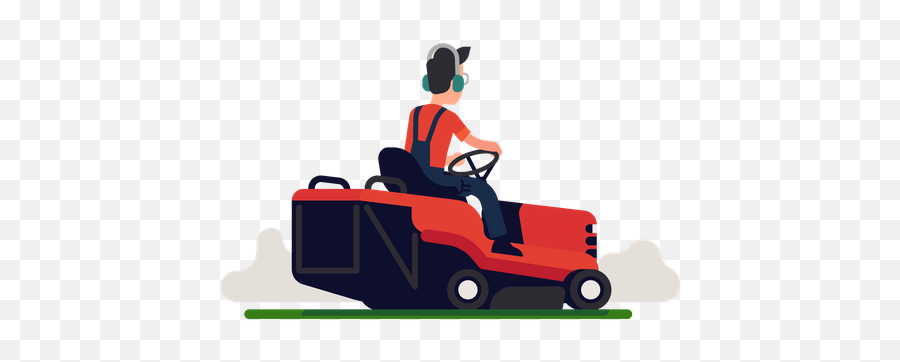 Premium Man In Overalls Mows Lawn Grass With Ride - Riding Mower Png,Riding Lawn Mower Icon