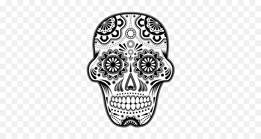 Day Of The Dead Black And White Skull - Dia De Los Muertos Skull Teeth Png,Day Of The Dead Png