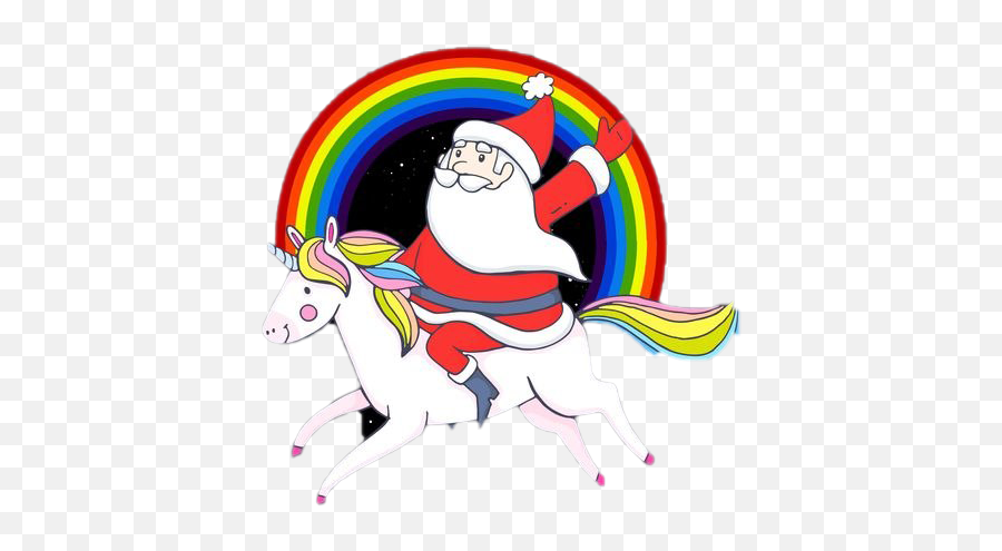 Santa - Santa Riding A Unicorn Png,Unicorn Png Images