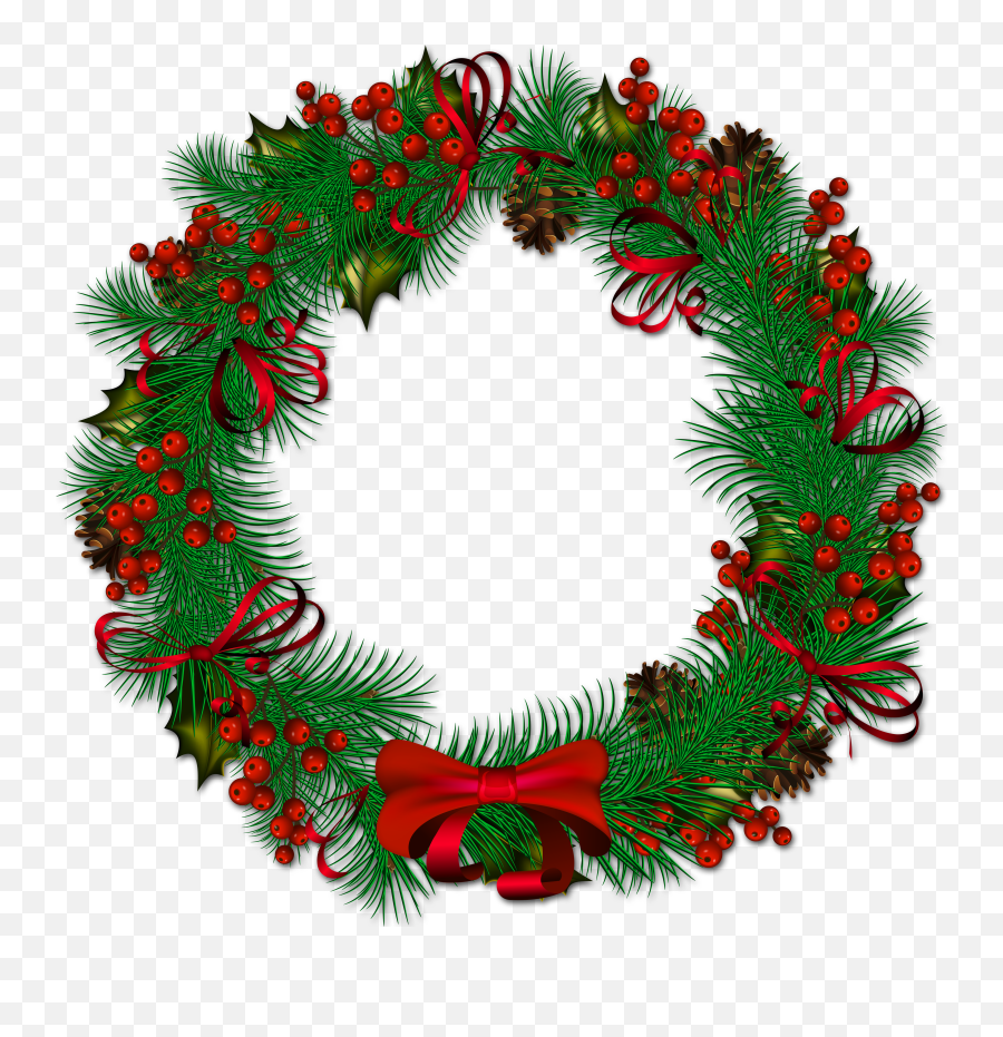 Download Free Png Transparent Christmas Pinecone Wreath With - Christmas Wreath Png Transparent,Red Ribbon Transparent Background