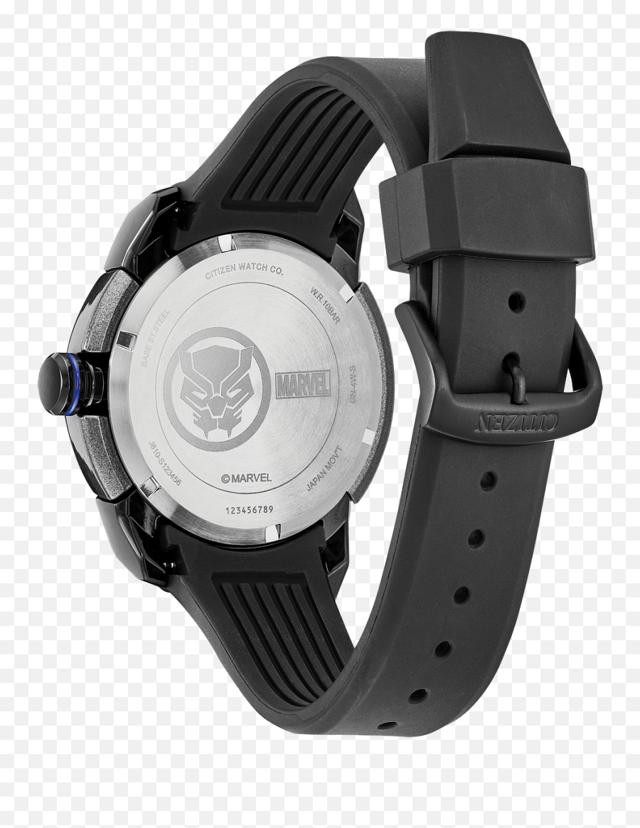 Citizen Marvel Black Panther Eco - Drive Black Watch Citizen Ferrari 0830495 Png,Black Panther Marvel Logo