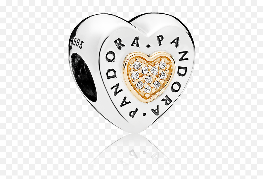 Pandora Logo Heart Silver Charm With - Pandora Signature Two Tone Clip Charm Png,Pandora Logo Png