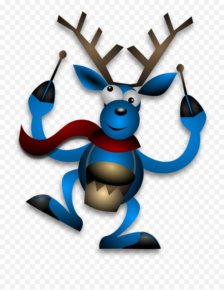 Cartoon Blue Reindeer Drummer - The Best Christmas Present Broken Drum Png,Christmas Antlers Png