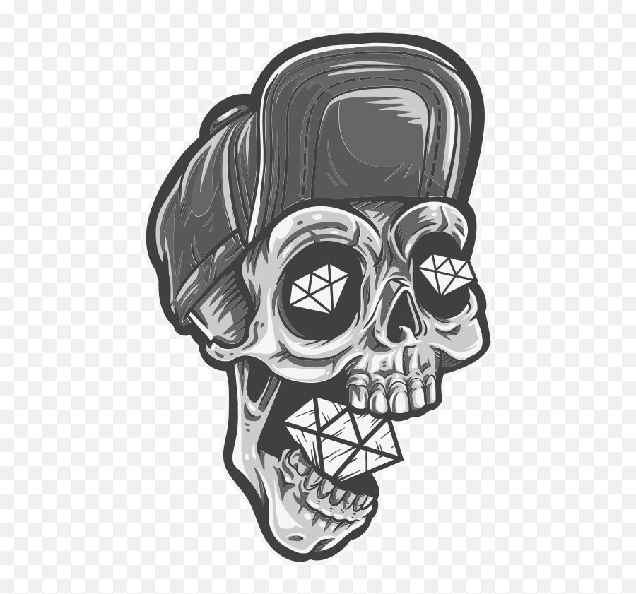 Skeleton Head In A Diamond Halloween Wall Decal - Skelet Hoved Med Ild Png,Dancing Skeleton Png