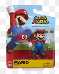 Super Mario - Mario With Cappy 4u201d Action Figure Action Figure Mario Toys Png,Cappy Png
