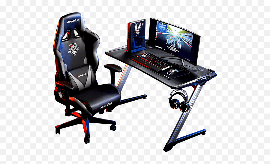 Autofull Black Knight Gaming Chair And Desk Setup - Gaming Chair Set Up Png,Black Knight Png