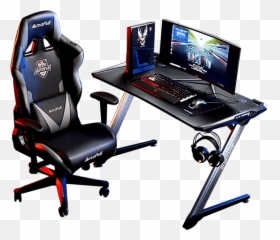 Autofull Black Knight Gaming Chair And Desk Setup - Gaming Chair Set Up Png,Black Knight Png