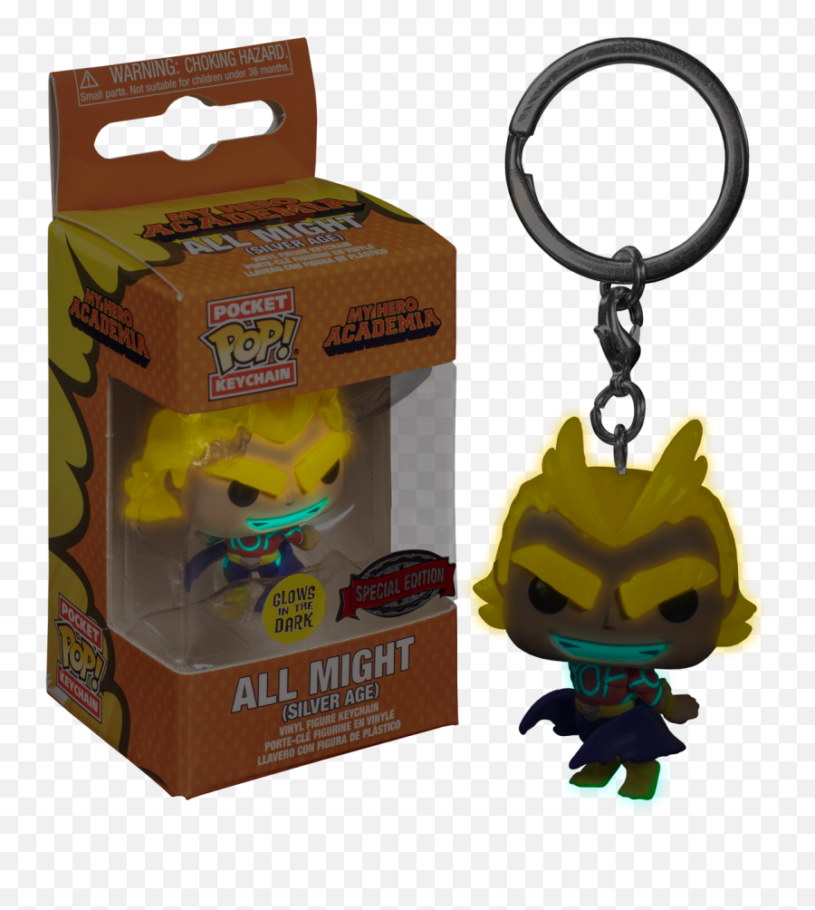 Funko Pocket Pop Keychain - My Hero Academia All Might Silver Age Glow In The Dark Pop Keychain My Hero Academia Png,All Might Png