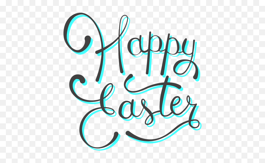 Happy Easter Cyan Shadow Message - Clip Art Png,Happy Easter Png