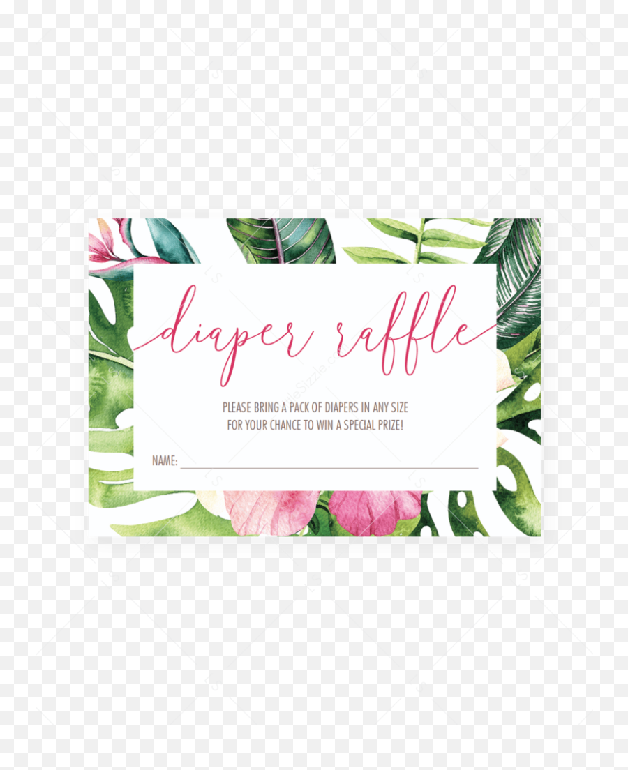 Botanical Diaper Raffle Ticket For Baby Shower Png