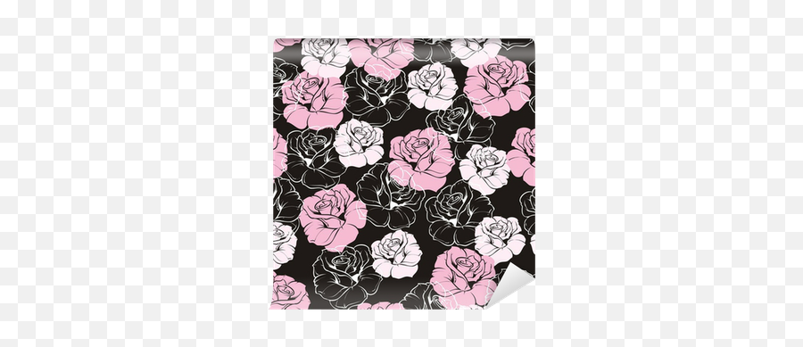 Vector Seamless White Pink Rose Pattern Black Floral Background Wall Mural U2022 Pixers - We Live To Change Mat Png,Floral Background Png