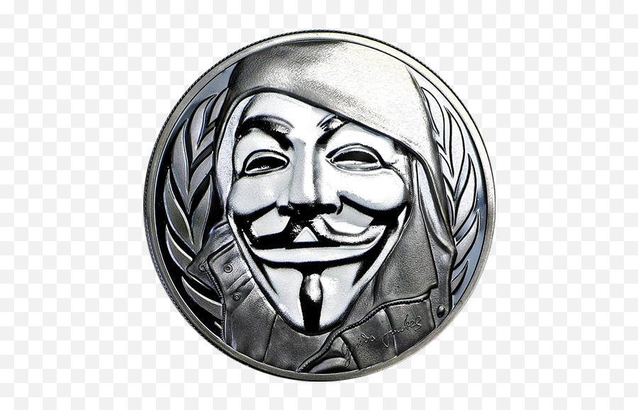 Download Hd Silver Numismatic Guy Fawkes Mask Anonymous V - Transparent Anonymous Metal Png,Anonymous Mask Png