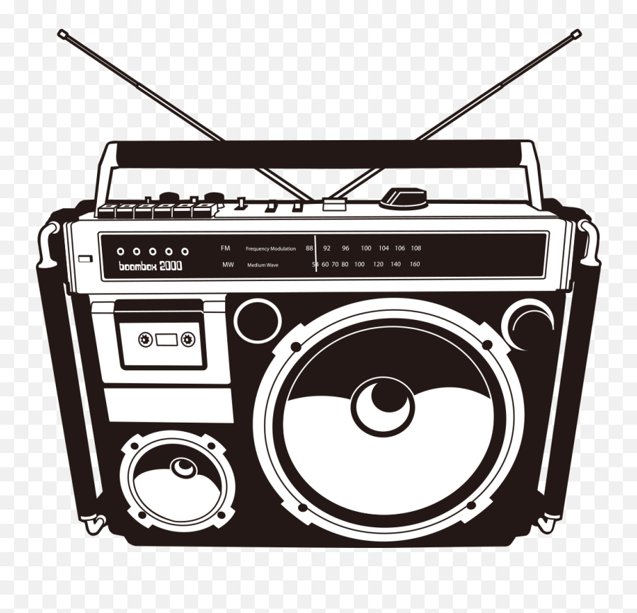 Boombox Vector Graphics Cassette Tape - Vector Retro Radio Png,Boom Box Png
