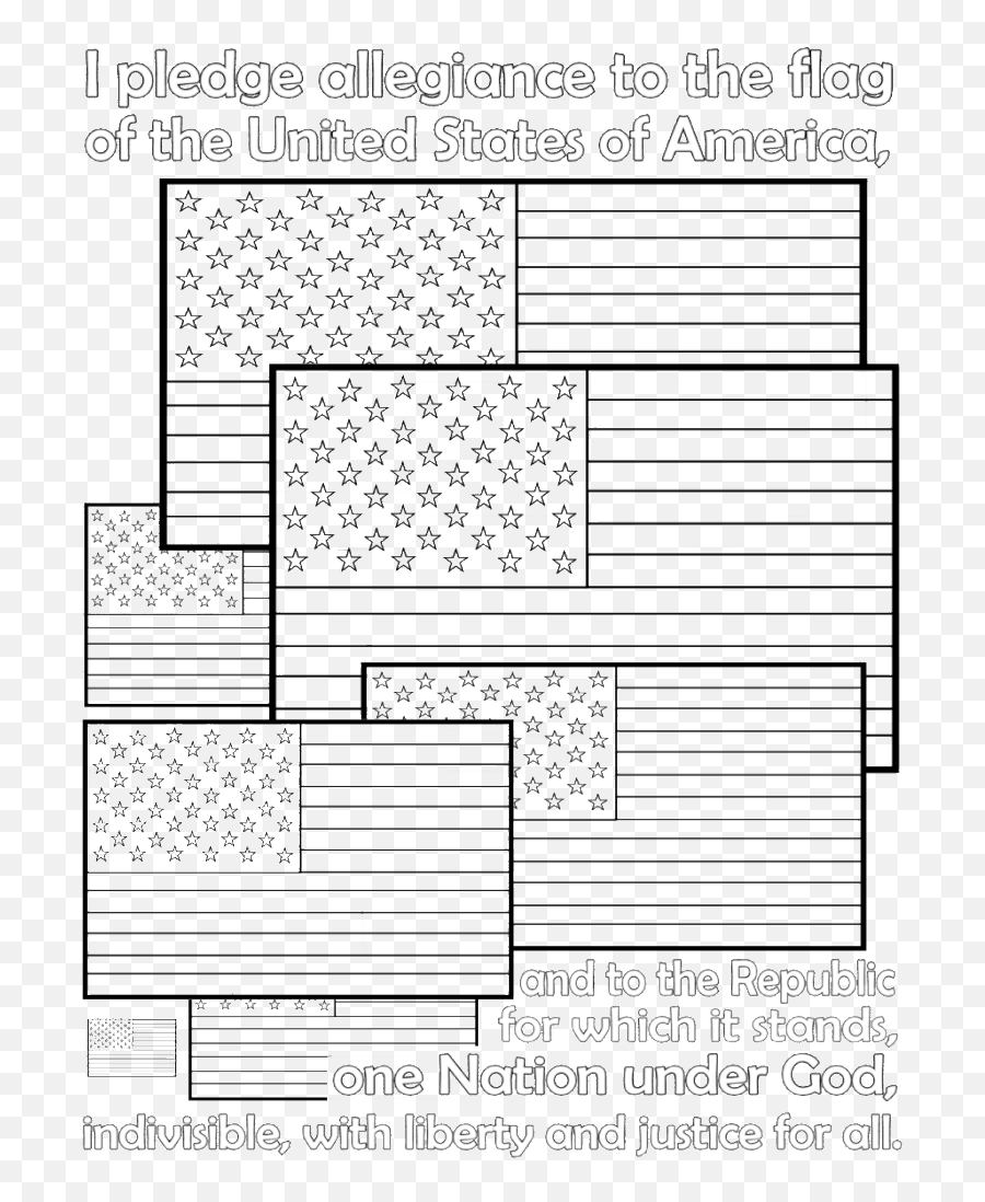 Download American Flag Pledge Of Allegiance Coloring Page - Pledge Of Allegiance Flag School Coloring Page Png,Black And White American Flag Png