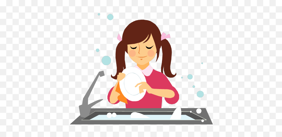Washing Dishes Clipart Png - Girl Washing Dishes Png,Dishes Png