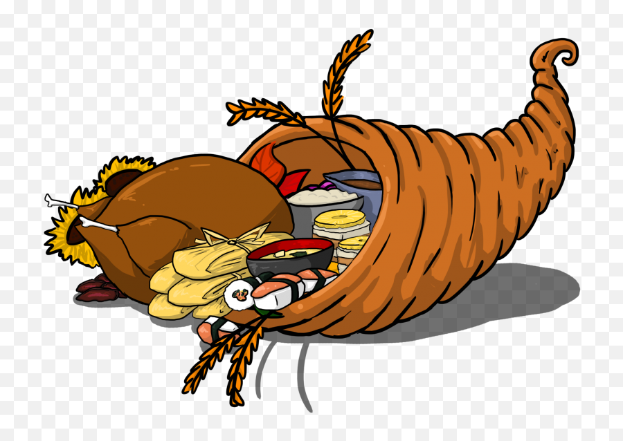 Cornucopia Clipart Thanksgiving Feast - Cartoon Thanksgiving Feast Png,Cornucopia Png