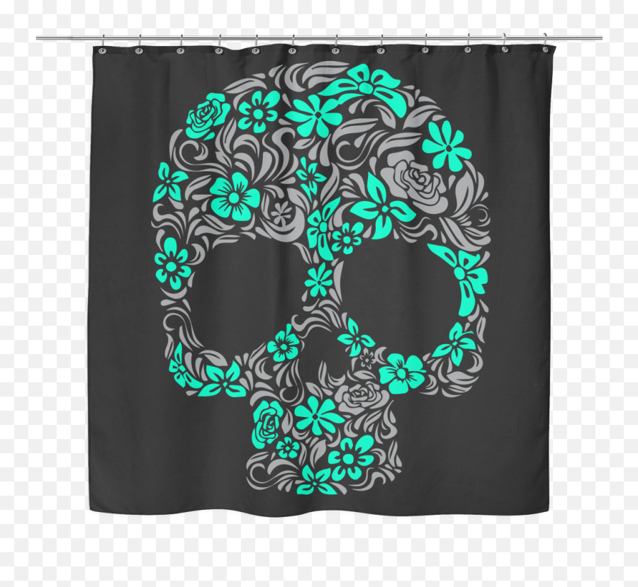 Floral Skull Shower Curtain - Sugar Skull Shower Curtains Skull Png,Curtains Png