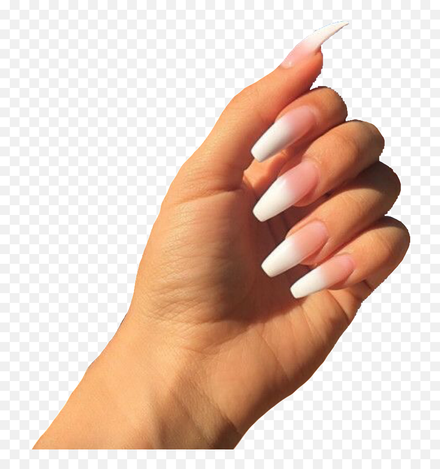Acrylic Nails Almond - Hand With Acrylic Nails Png,Nail Transparent Background