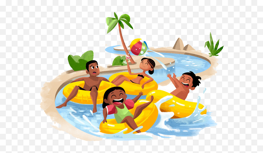 Wetnwild Gold Coast The Fun Valley Beach Lazy River - Water Clip Art Water Park Cartoon Png,Lazy Png