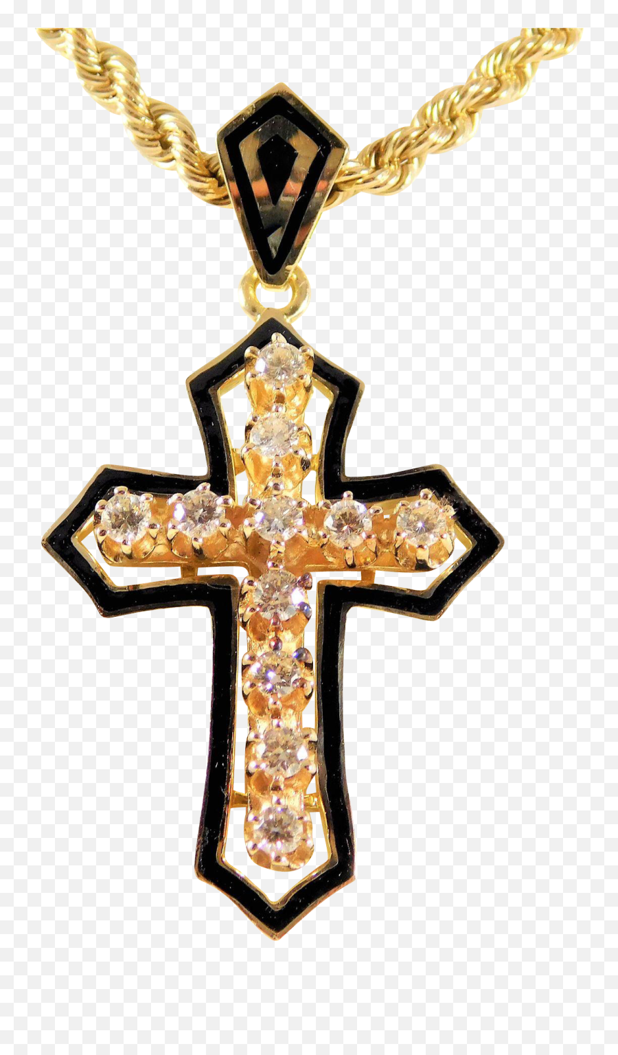 Vintage 14k Gold Black Enamel And - Cross Png,Gothic Cross Png