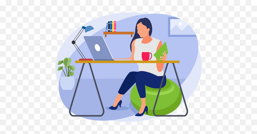 Best Premium Home Working Desk Illustration Download In Png - Sitting,Working Icon Vector