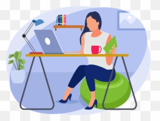 Best Premium Home Working Desk Illustration Download Png - Sitting