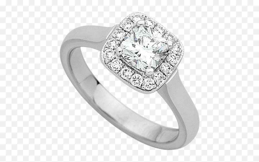 White Gold Halo Design Cushion Cut Diamond Ring C844 - Ring Png,Halo Ring Png