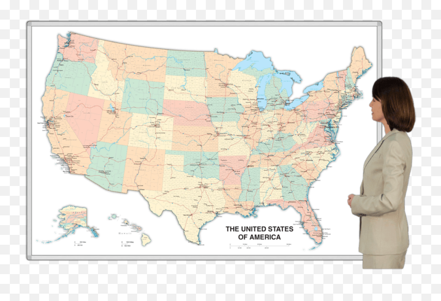 Magnetic Dry Erase United States Usa Whiteboard Map - Usa Map Png,United States Map Png