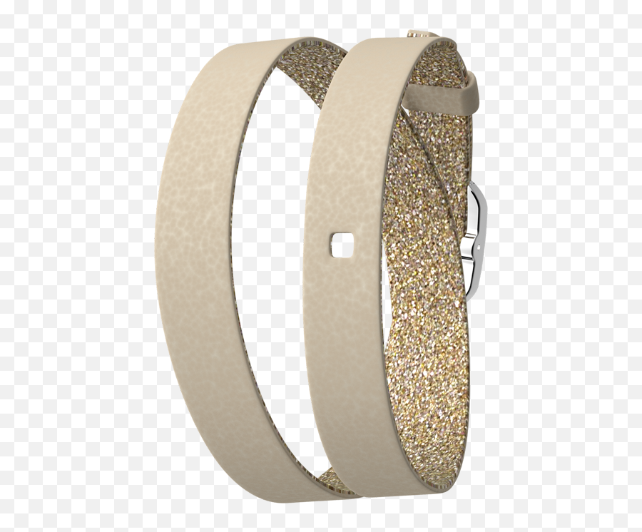 Wraparound Leather Strap Cream Gold Glitter Silver Finish Buckle - Les Georgettes Png,Gold Glitter Png